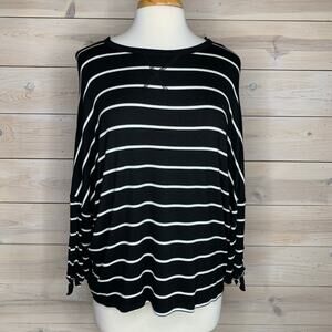Black and White Striped Blouse Small